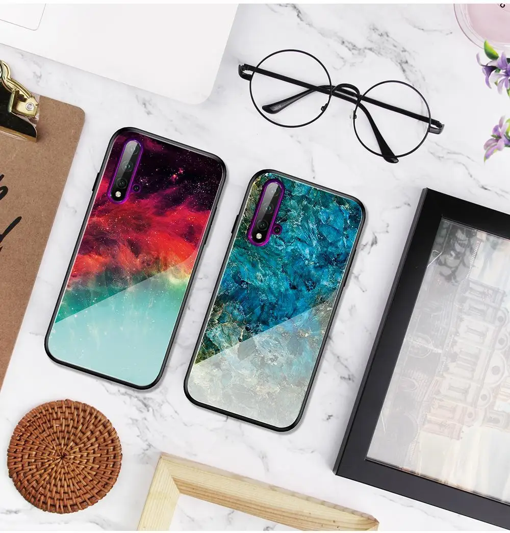 Роскошный градиентный мрамор закаленное стекло крышка для Vivo Y7S iQOO NEO Z5X Z1 Pro X27 Pro V15 S1 Pro ударопрочный жесткий чехол Fundas