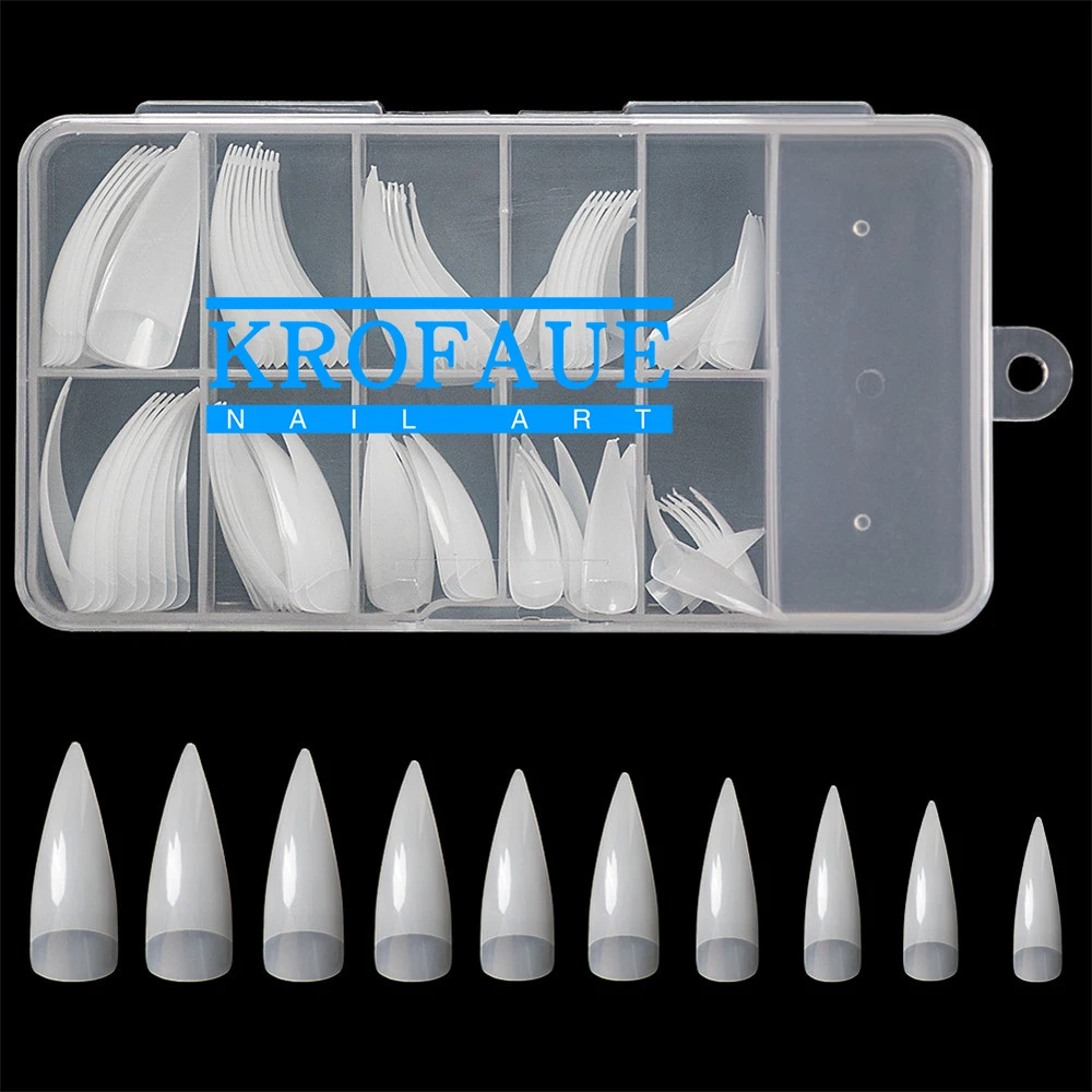 KROFAUE 100pcs False Nails Extension Square Coffin Ballerina Tips Manicure Nail Art Decoration Tools Artificial Acrylic