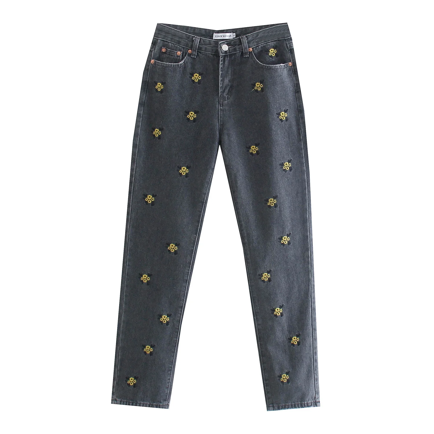 

Xitimeao Vintage Flower Embroidery Basic Jeans Women Streetwear High Waist Stretch Pants Joggers Trousers Fashion Pants