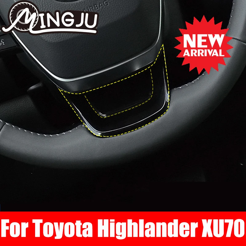 

Sliver Carbon Fiber Car Styling Interior Steering Wheel Panel Cover Sticker Trim For Toyota Highlander Kluger XU70 2021 2022