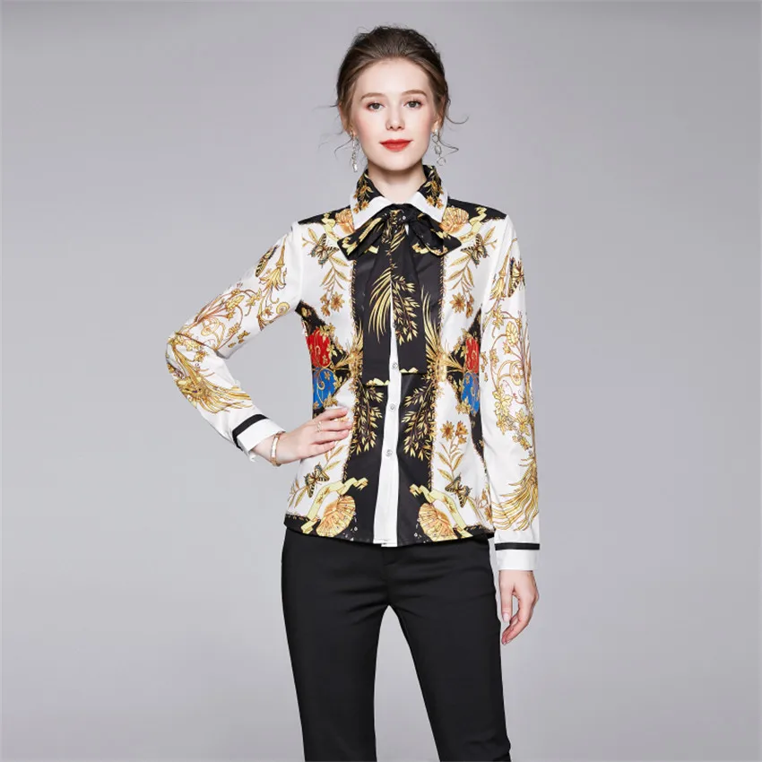 Женская блузка с длинным рукавом модельная винтажная весна 2020|Блузки| |