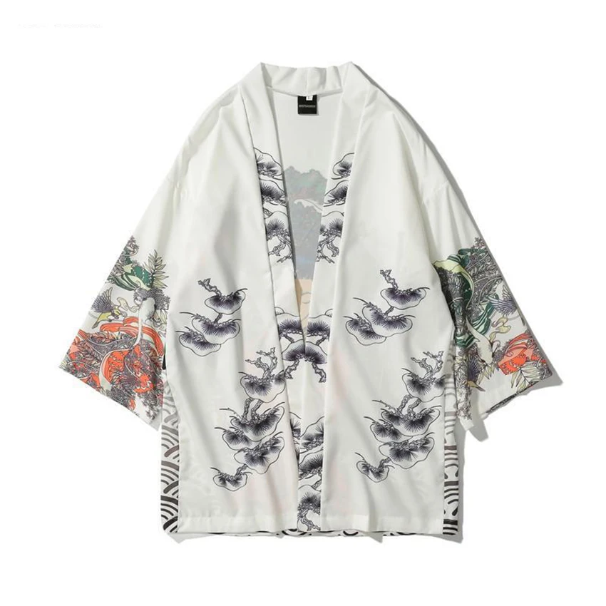 Японский стиль одежды женский цветочный принт мужской кардиган азиатское кимоно