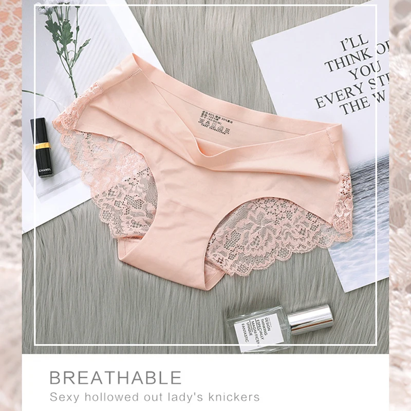 Оптовая продажа 3 шт./лот женские кружевные трусики Бесшовные дышащие полые трусы