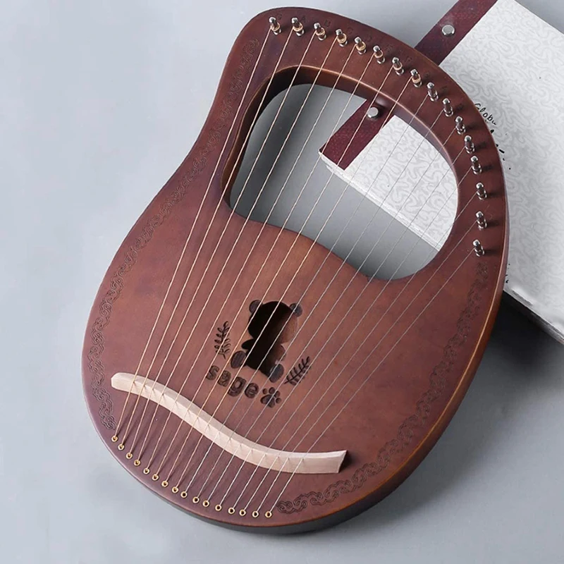

Lyre Harp,16 String Harp Heptachord Mahogany Lye Harp with Tuning Wrench for Music Lovers Beginners
