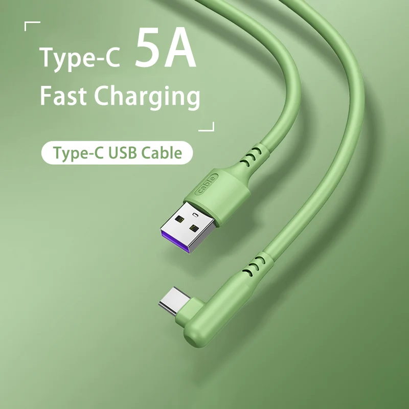 90 Degree Elbow 5A Type C Cable Fast Charging Charger USB for Huawei P40 Xiaomi Redmi Mobile Phone Accessories Usb | Мобильные