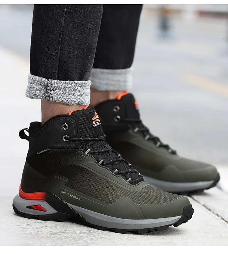 Xiaomi Boots Men Warm Plush Non-slip Snow Boots Men's High Quality Outdoor Waterproof Camouflage Trekking Hiking Shoes Mountain