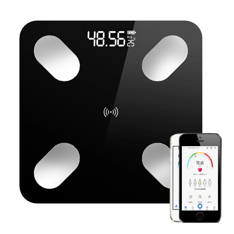 Черный Новейшие умные напольные весы ЖК цифровой беспроводной Bluetooth BMI вес монитор Анализатор Здоровья Фитнес Потеря весовые инструменты весы - Цвет: Черный