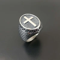retro mens silver color stainless steel ring church cross ring titanium steel ring hip hop punk rock ring jewelry gifts