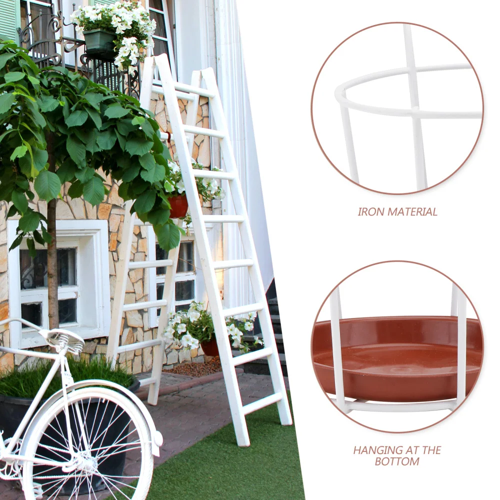 

3 Sets Green Dill Holder Iron Art Flower Plant Pot Hanging Planter (White Red)