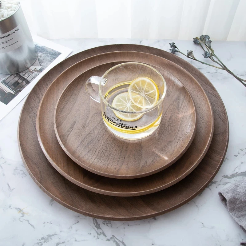 

36 см Большой размер круглая форма черный орех конфеты фрукты обеденный десерт чайная тарелка блюдо для хранения еды