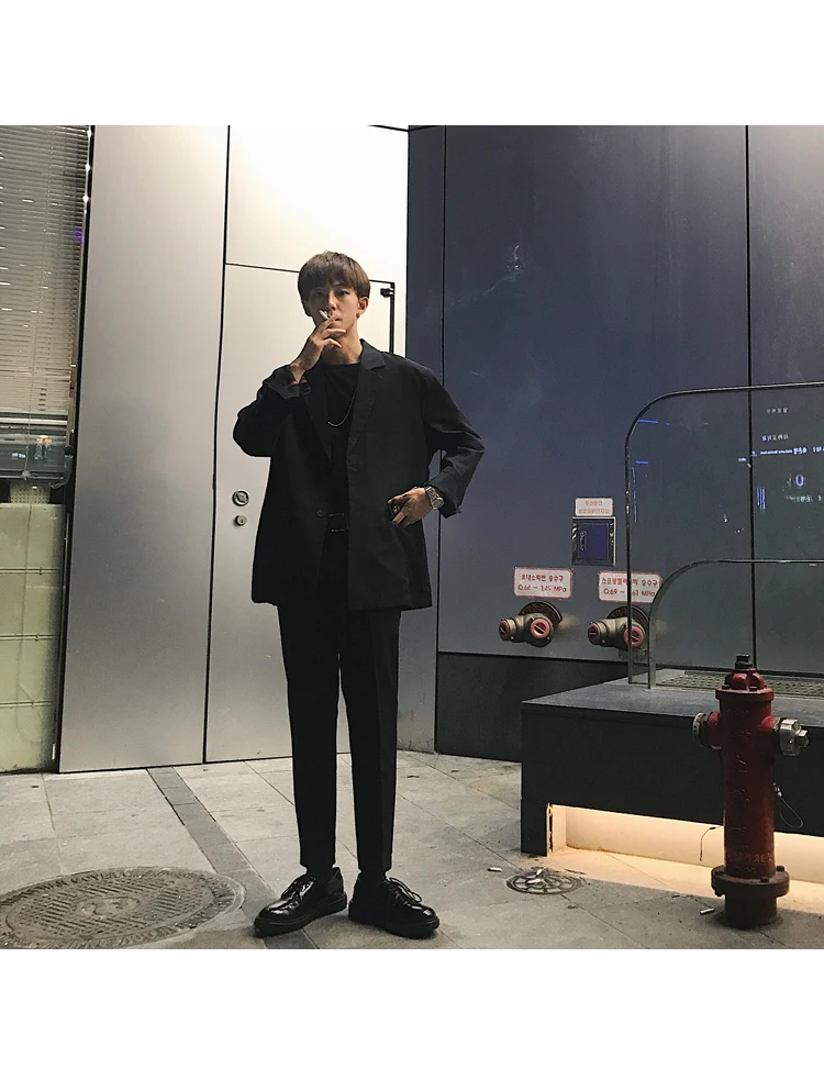 European Autumn Men Blazer Black Oversized Blazer Masculino Casual Men Blazer hombre