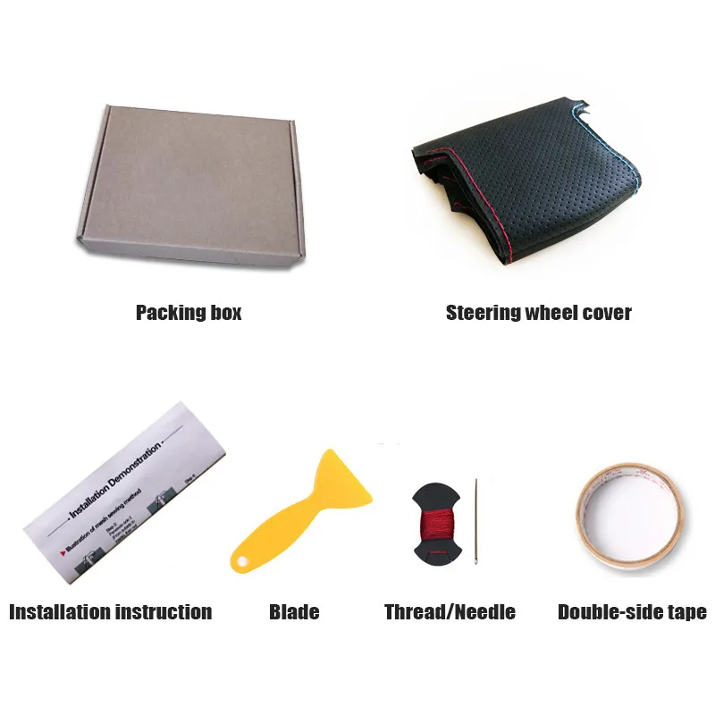 

Suitable for Volkswagen Golf 7 Mk7 Polo Passat B8 Advanced Hand Sewn Black Artificial Leather Steering Wheel Cover Auto Parts