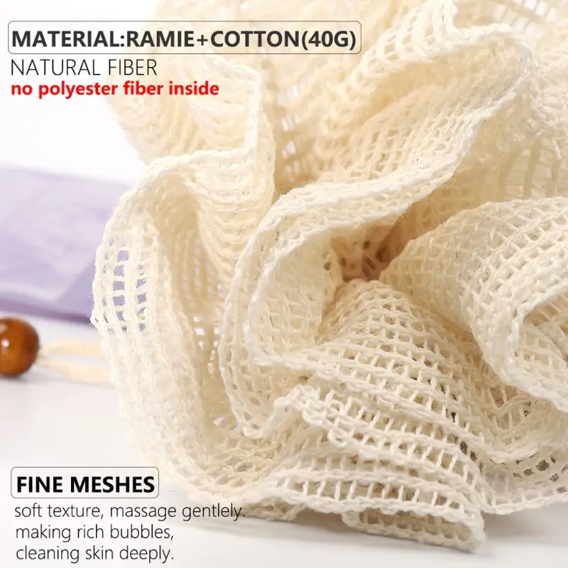 

Durable Bath Ball Ramie Shower Mesh with Sling Body Scrubber Puff