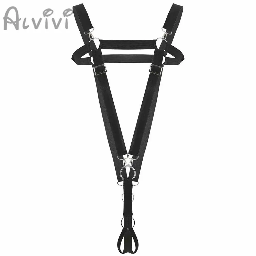 

Alvivi мужские Эластичные подтяжки, регулируемые ремни для всего тела, Косплей клуб, костюмы с металлическим кольцом для петуха, нагрудный рем...