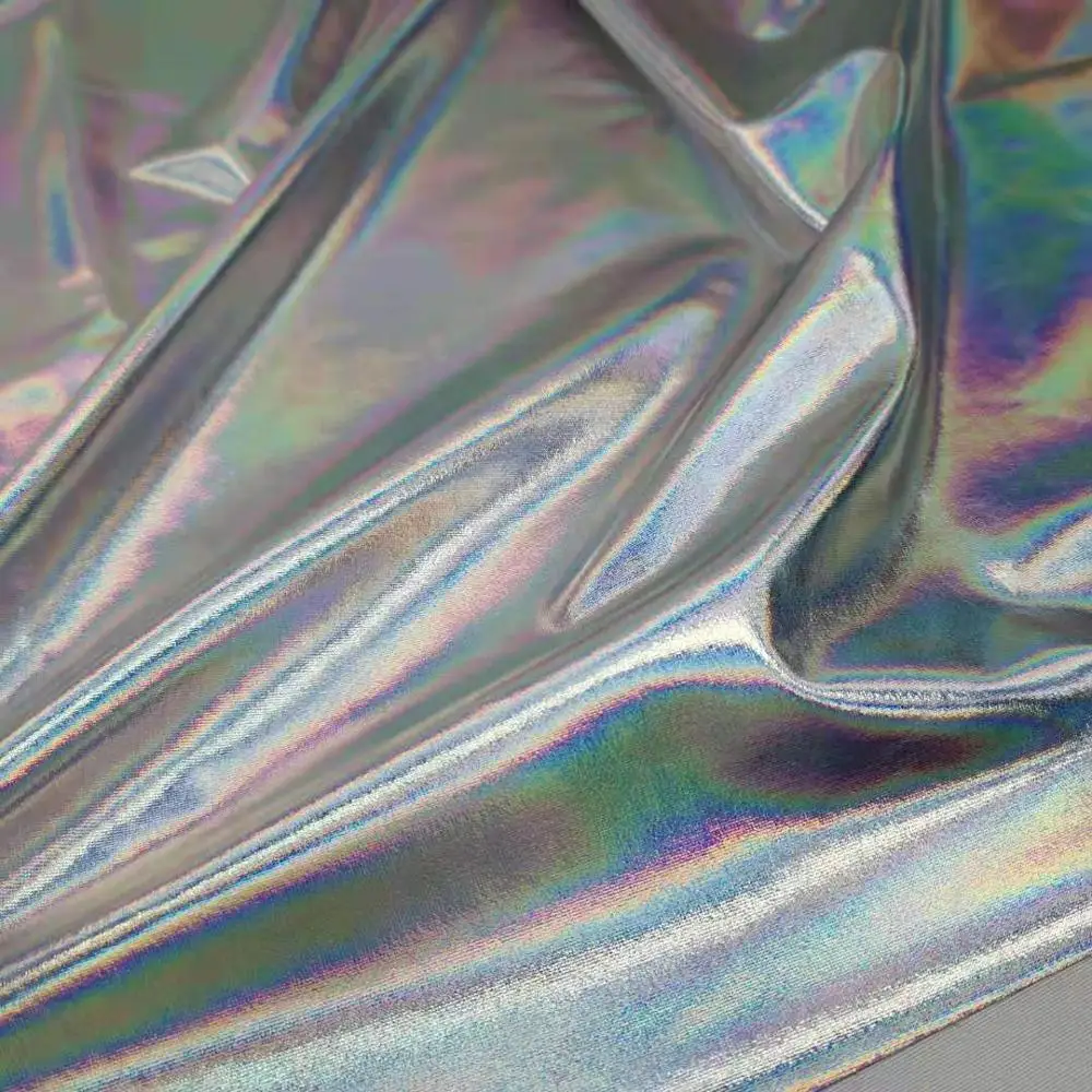 150 см * 50 лазерная ткань из эластичного спандекса бронзового цвета Блестящий