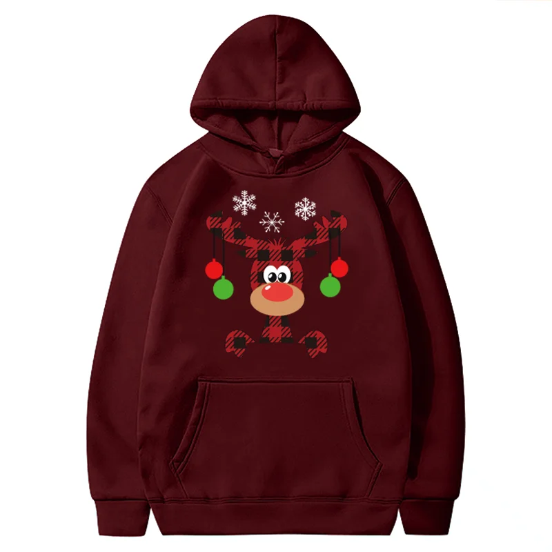 

Women Aesthetic Autumn Winter Clothes for Teen Girls Long Sleeve Pullovers Female Sudaderas Deer Snow Printed Christmas Hoodies