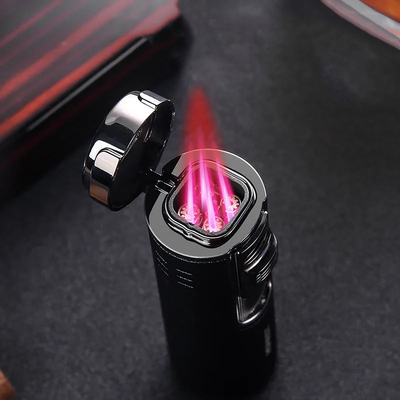 Red Flame Four Nozzle Spray Gun Multifunctional Cigar Butane
