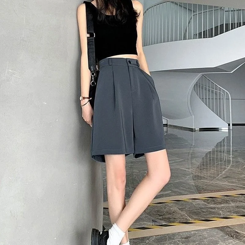 

Plus Size Shorts Women Summer Loose Wide Leg Office Lady High Waist Knee-length Trousers Elegant Fashion Korean Style All-match