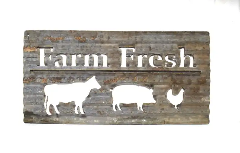 Свежий Гофрированный стальной Металл для фермы знак 24x12 дюймов Количество: