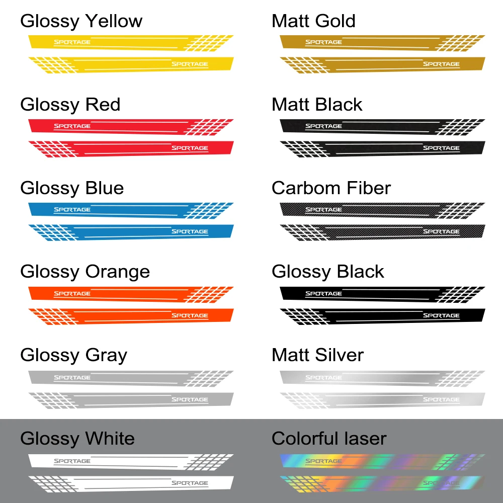 

2PCS Auto Door Side Skirt Stripes Stickers Decals For Kia Sportage 3 4 QL Reflective Auto Vinyl Decoration Films Car Accessories