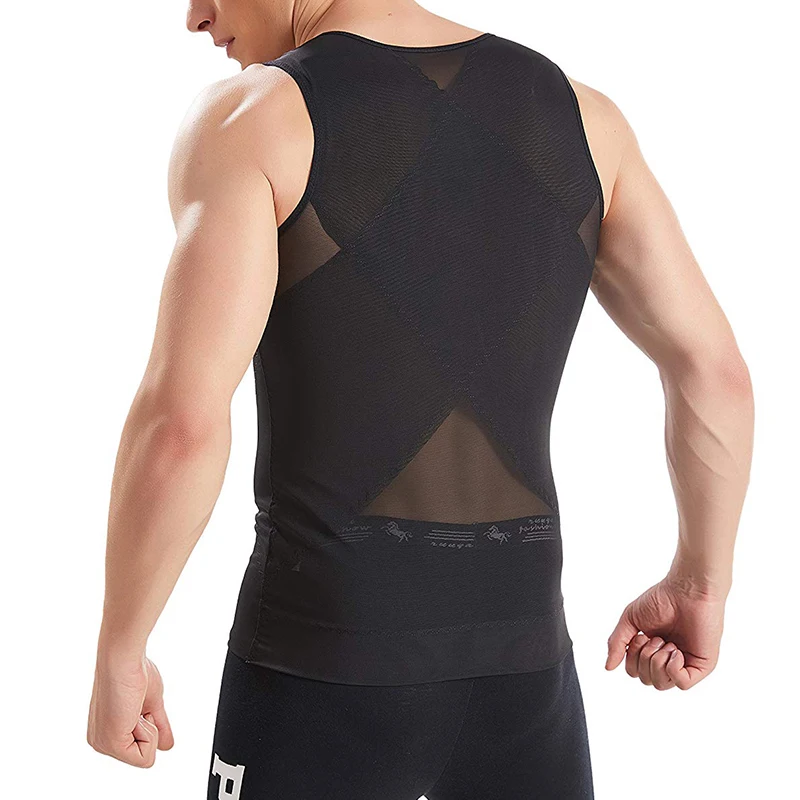 Upgraded Mens Slimming Body Shaper Vest Shirt Abs Abdomen Slim Male Shapers with Zipper Compression Shapewear |