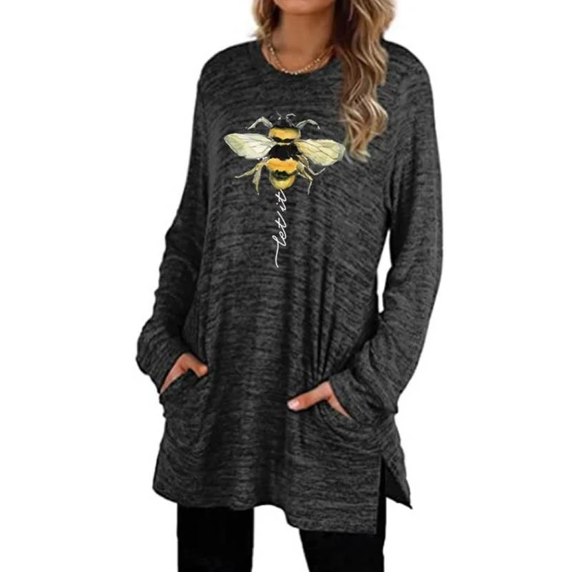 

Women's Clothing O-Neck Long Sleeve Bee Faith Sweatshirt Ladies Pullovers Hoodie Spring Autumn Fashion Casual Loose Tunic Tops