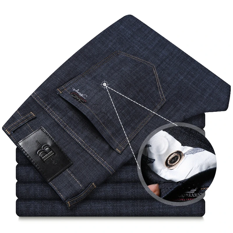 

2021 Spring And Summer New Men'S Fashion Jeans High-End Brand Classic Loose Straight Denim Trousers Male Stretch Casual Pants