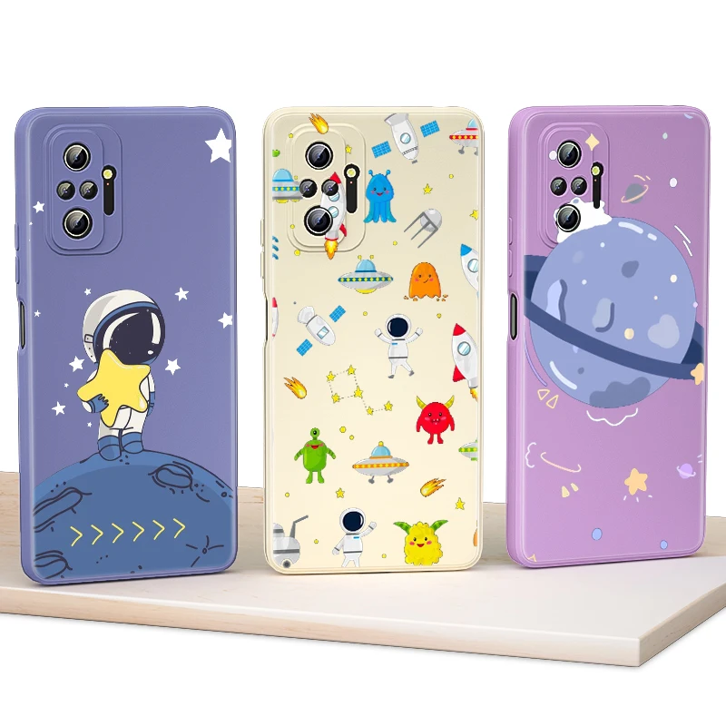 

Too fast space astronaut Shockproof For Redmi Note 10S 10T 10 9T 9 9S 8T 8 7 Pro Max 5G Liquid Silicone Soft TPU Phone Case