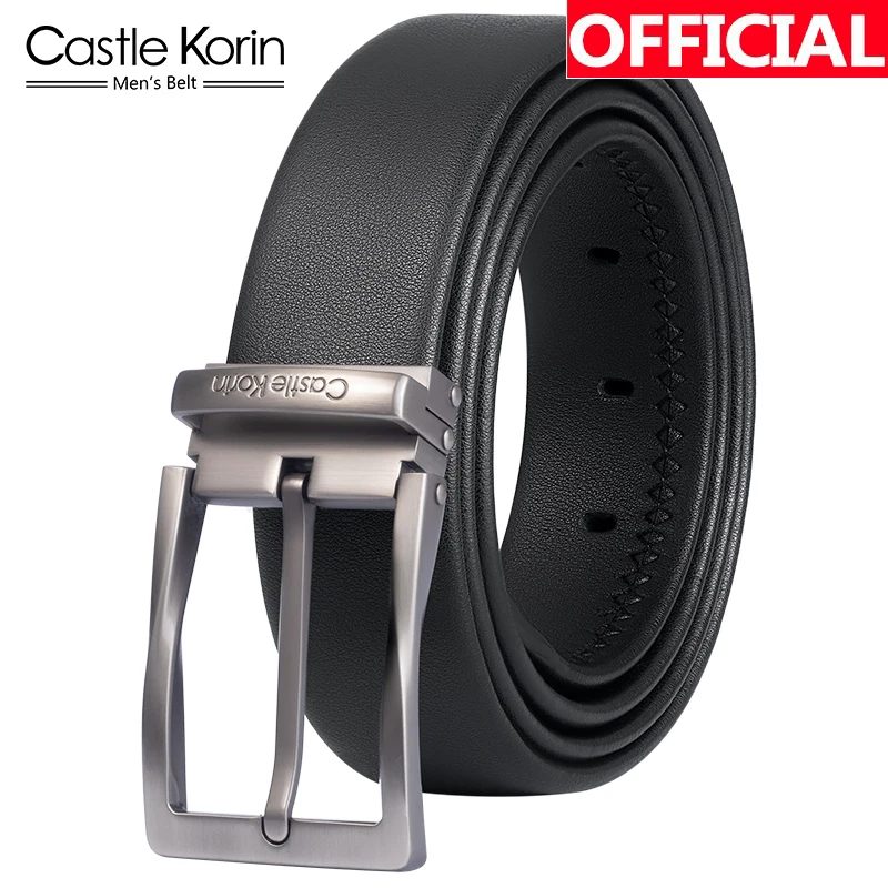 Caslte Korin Men's Leather Belt Luxury Brand Men's Waistband Pin Buckle  cinturones para hombre ceinture homme 01007