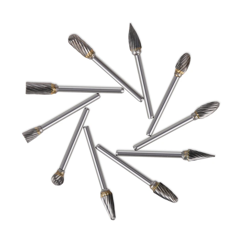 Free Shipping 10PCS/Set 3mm Round Shank 6mm Tungsten Carbide Rotary File Burr For Grinding Wood Iron Steel Milling Cutter | Инструменты