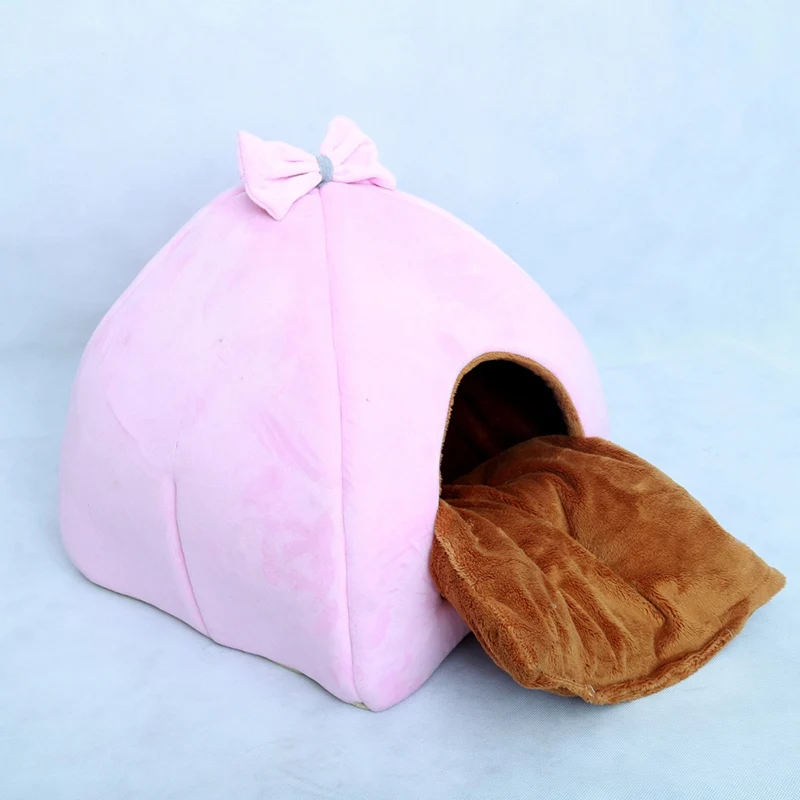 New Arrival Cat House Warm Puppy Bed Yurt Shaped Pet House for Kittens Puppy Short Plush Dog Cage Comfortable Pet Supplies
