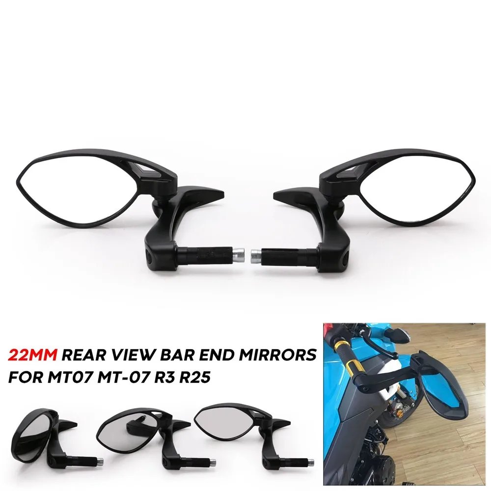 

7/8" Motorcycle Hand Handguard Protection Brake Clutch Lever Pair Side Mirror 22mm Rear View Mirrors For Yamaha MT07 R3 R25