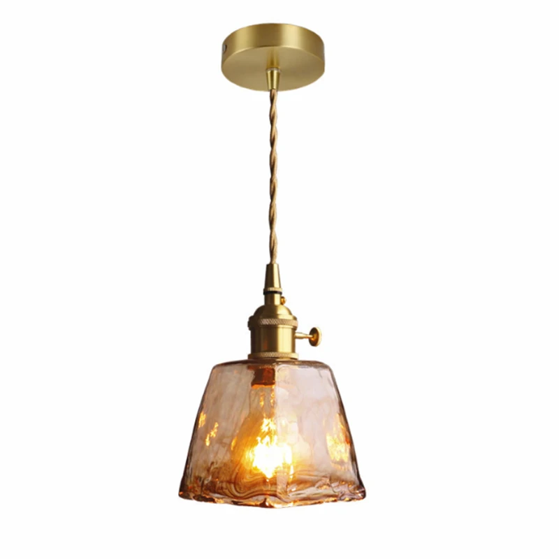 

Nordic Retro Brass Glass Chandelier Bedroom Bar Restaurant Bedside Lamp Creative Cafe Living Room Hanging Light Home Decor Lamp