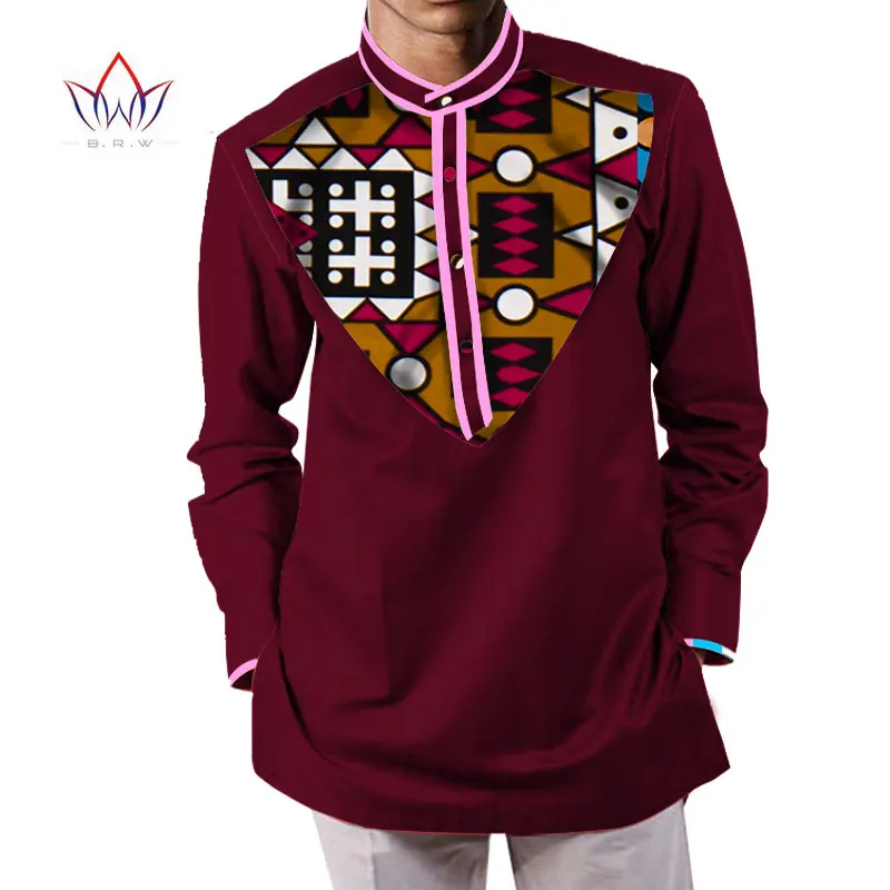 Летняя мужская африканская одежда dashikis camisa masculina батик Печать Топы мужские натуральный хлопок рубашки BRW WYN232