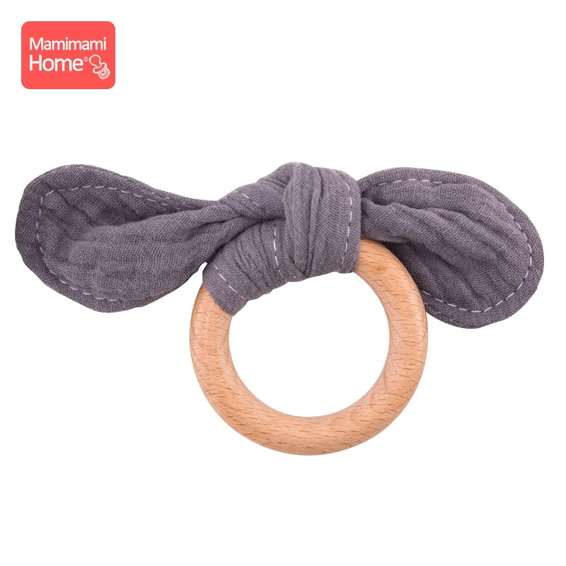 gray ring Mamihome детские нагрудники, тканевые банданы с деревянным кольцом, прорезыватель из бука, хлопковый слюнявчик, впитывающая ткань для новорожденных, детские товары, игрушки - Цвет: gray ring