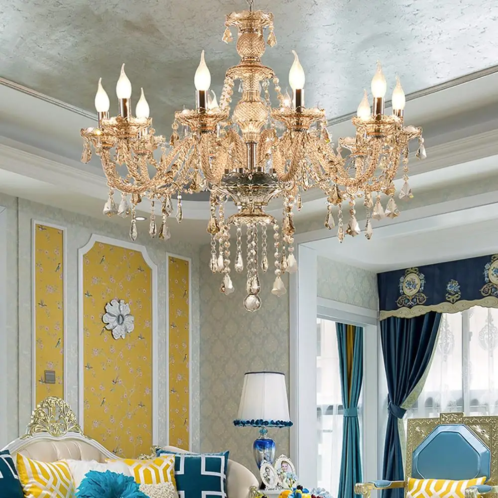 

Honhill Modern Lighting Crystal Chandeliers Home Light Vintage Candelabros Crystal Pendant Chandelier For Bed Room