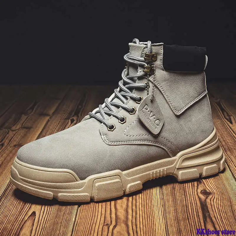 

New Winter Ankle Boots Men Casual Shoes Outdoor Fashion Leather Waterproof Work Tooling Mens Boots Warm Military Army Botas Z2