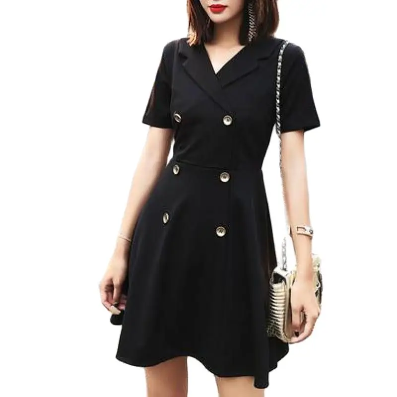 Женское коктейльное мини платье с коротким рукавом и V образным