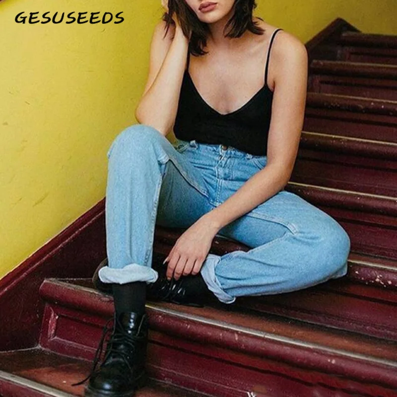 Винтажные женские черные джинсы для женщин в стиле бойфренд мама с высокой