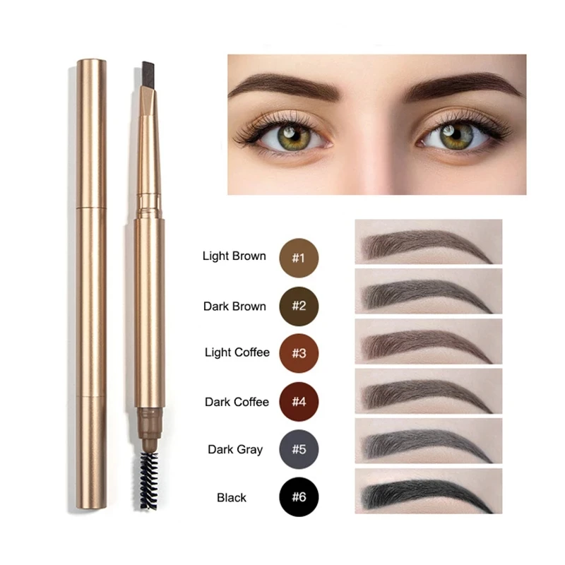 

Natural Makeup Double Head Eyebrow Pencil Waterproof Long Lasting Black Brown Pigments EyeTattoo Pen Cosmetics Private Label