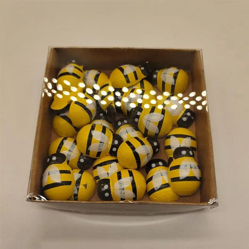 

48Pcs Creative Bee Crafts Decorative Bee Artware Painted Wooden Crafts Home Decor