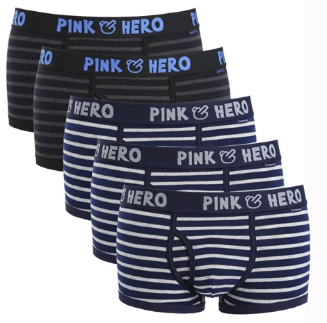 As shown Горячая Распродажа: 5 шт./лот Pink Heroes высокого качества нижнее белье из хлопка, Для мужчин шорты-боксеры Классический Полосатый мужской нижнее белье удобные U-сумка - Цвет: As shown