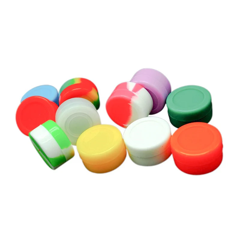 

100pcs 2ML Nonstick Silicone Container Non-stick Oil Wax Jar Dab Storage Box Silicone Jar Travel Face Cream Liquid Containers