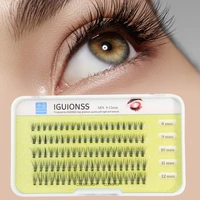 iguionss 5 rows 100 pcs eyelashes single cluster self grafting eyelashes design 8 12mm mixed packaging c curl 0 07mm thickness