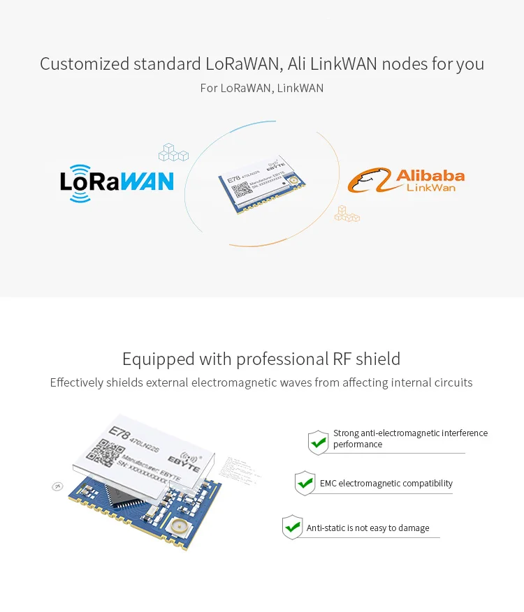 LoRaWAN модуль SX1262 ASR6501 LoRa TCXO разброс спектра ebyte E78-470LN22S LoRaWAN Llong расстояние связь низкая мощность модуль
