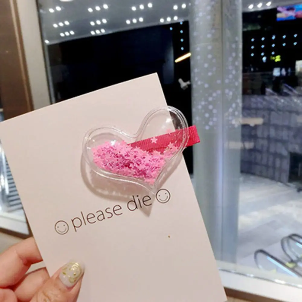 

1pcs Transparent Pvc with Colorful Sequin Heart Star Kids hair clips kids stars Sweet lovely hairpin girls hair accessories New