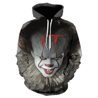2021 autumn and winter new novelty clown 3d printing hoodie mens clown hoodie sweatshirt gray top sportswear casual wear xxs 6x
