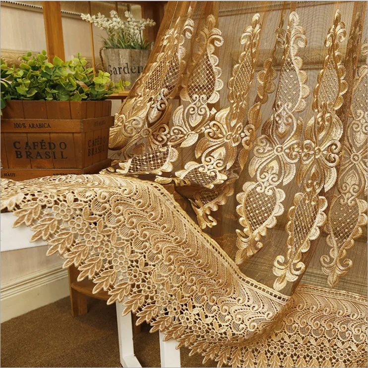 2022 High-end Velvet Gilded Curtains for Living Dining Room Bedroom Blackout Curtains High End European style Luxury  Valance