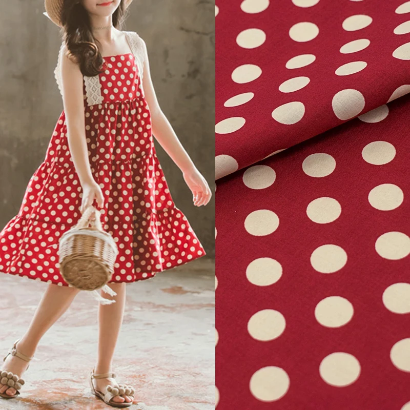

Pale Yellow Spots On Red For Dress Tissus Au MÈTre Telas Algodon Estampadas Sewing Ткань Для Шитья Vestidos Tissu Tela Рукоделие