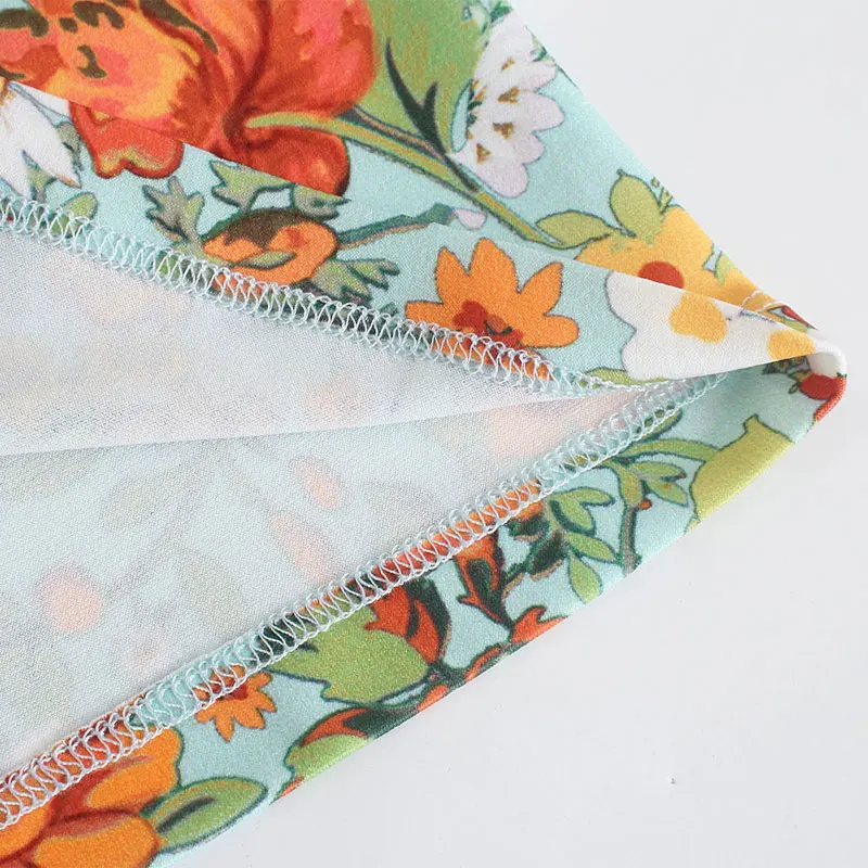 

Za 2021 Women Summer Fashion Suit Short sleeve Flowers Printing Shirt Blouse+High waist Pants Casual Two Pieces Sets Clothing